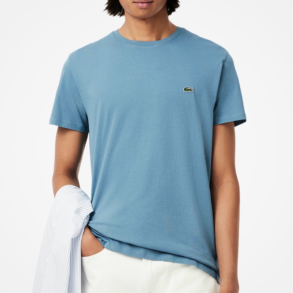 Lacoste Pima Cotton Tshirt XL X-large Size 6 Light Blue Teal Crewneck T-shirt